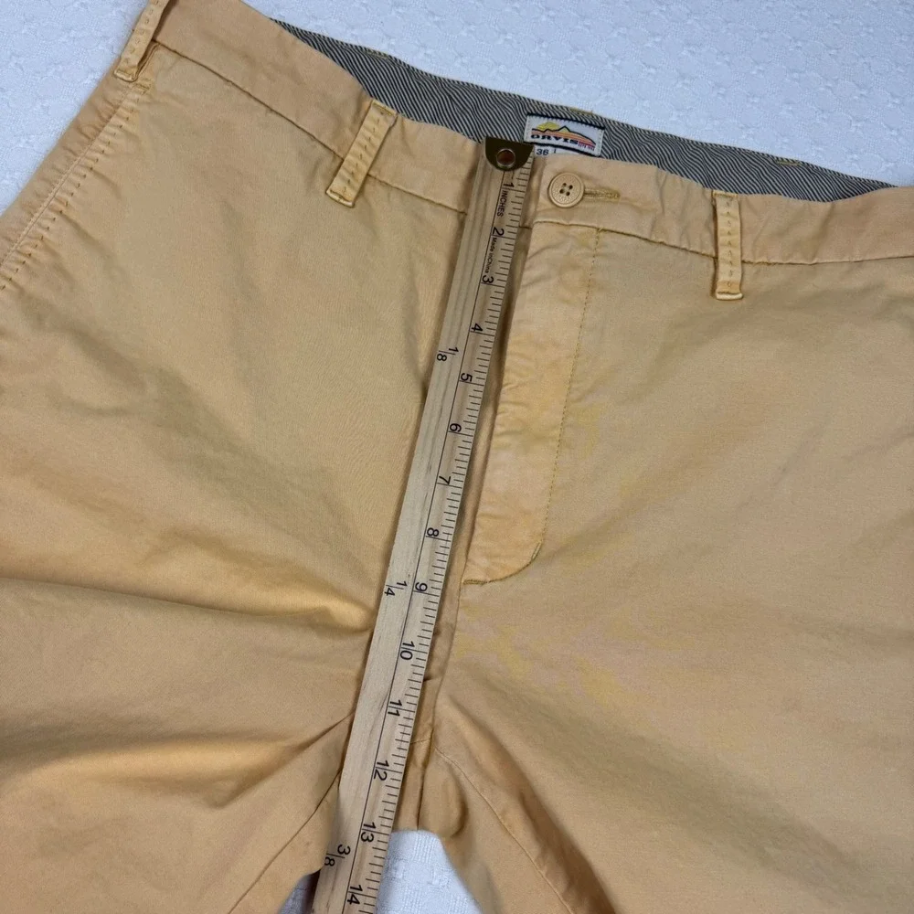 Orvis Chino Shorts Stretch Cotton Casual Mens 36 Light Yellow Khaki Classic Golf